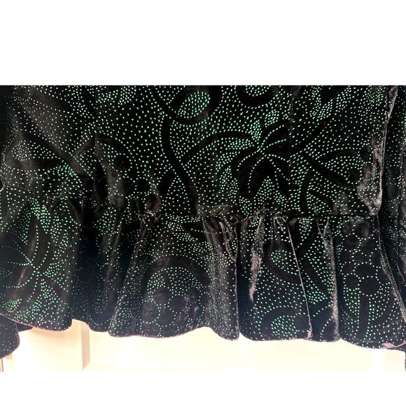 Scott McClintock Sportswear Black Velvet Green Glitter Womens Blazer Size 10 VTG - Picture 9 of 10